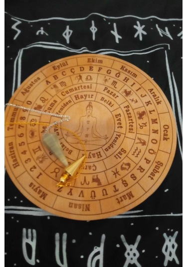 Pandül Sarkaç Tahtası Türkçe Ahşap Sarkaç Örtüsü Pirinç Pandül Doğal Taş Sarkaç Ritüel Set