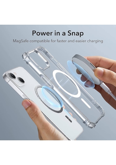 Ennar Apple Uyumlu iPhone 17 Pro Max Magsafe Sararmaz Şeffaf Sert Mika Silikon Kılıf Şeffaf