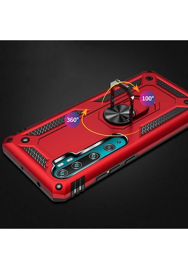 Xiaomi Mi Note 10 Pro Yüzüklü Standli Vega Kilif Ekran Koruyucu 510330644