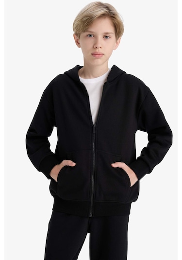 Defacto Erkek Çocuk Kapüşonlu Basic Düz Okul Fermuarlı Sweatshirt X7382a625wnbk81 Siyah Defacto Erkek Çocuk Kapüşonlu Basic Düz Okul Fermuarlı Sweatshirt X7382a625wnbk81 Siyah