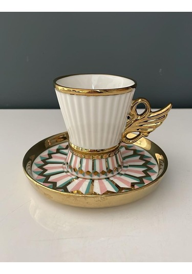 Roykıng Yeşil-pembe 6 Kişilik Kahve Fincan Takımı Yeşil Pembe