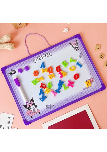 Snapbuy Sanrio Temalı Kuromi Seçenekli Silinebilir Mıknatıslı Yazı Tahtası Harf Ve Rakamlı, Duvara Asılabilir Mor