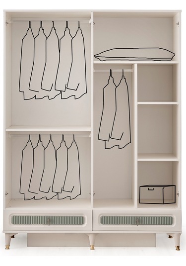 Uras Mdf 4 Kapılı Dolap Antrasit