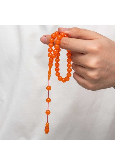 Yuvarlak Sıkma Kehribar Tesbih T9023 Gümüş