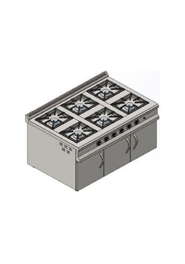 Csa İnox Karacasan Endüstriyel Lpg Tüplü 6 Lı Dolaplı Kuzine Ocak