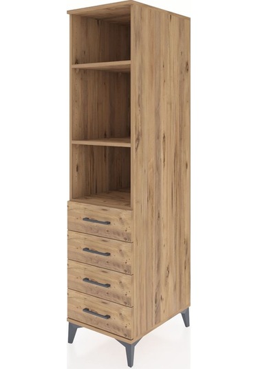 Kronos Dolap 3 Raflı 4 Çekmeceli 44x59x182 Çam-çam Çam