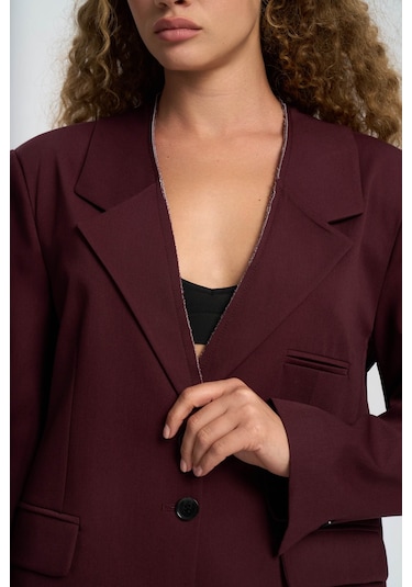 Mai Studios Co. Volda Yaka Detay Bordo Blazer Bordo