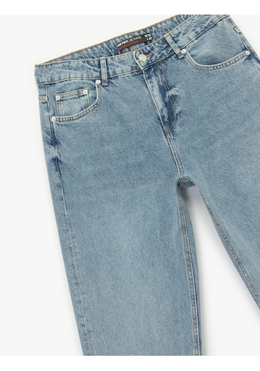 Koton Normal Bel Pamuklu Vintage Straight Fit Jean Pantolon Orta İndigo 6wam40018ıd İndigo