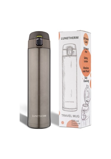 Lunetherm Sızdırmaz Vakumlu Çift Katmanlı Çelik Termos - GRİ