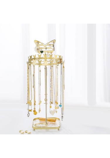 Homyl Takı Organizatör Ekran Metal Tutucu Kolye Küpe Bileklik Altın