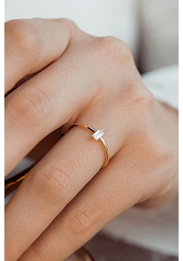 14 Ayar Mini Baget Sade Yüzük