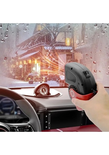 Dancemonkey 9769 12v Araç Isıtıcı Hafif Buz Çözme Ve Sis Giderme - Siyah/kırmızı