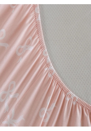 Pembe Fiyonk Baskılı Tek Kişilik Lastikli Çarşaf