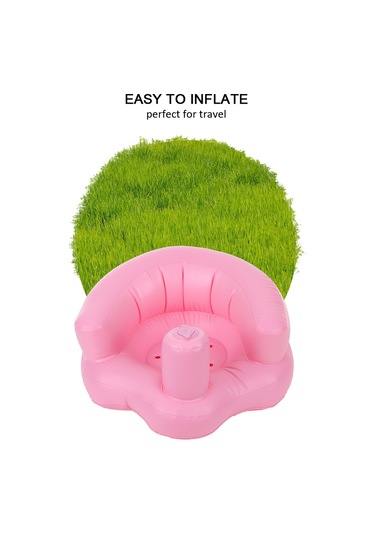 Şişme Bebek Sandalyesi Taşınabilir Çocuk Kanepesi Güvenlik Eğitim Koltuğu Bebek Arabası Oyun Banyo Zemin Plaj Havuz Kenarı Pvc Pembe