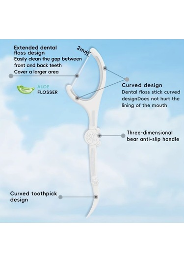 Willowhaven 50lı Dr. Emma Aloe Vera Diş İpi Çubukları Bireysel Paket Alkol Yok Polietilen Derin Temizlik