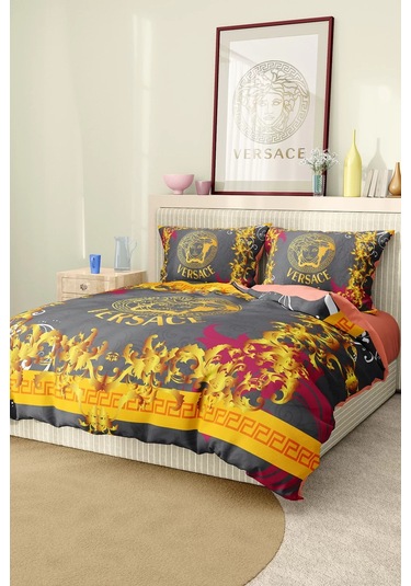 Marka Nevresim Takımı Çift Kişilik Pamuklu Saten Kumaş 6 Parça 3d Dijital Baskı Duvet Cover Set Model No:117 Renkli