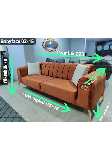 Mimoza Üçlü Koltuk Tarçın