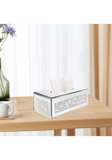 Homyl Mendil Kutusu Kapağı Oturma Odası Dekoru Vanity Tezgahı Gümüş