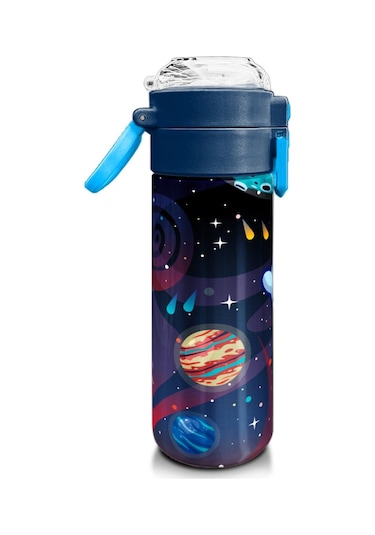 Coral High Erkek Çocuk 500 Ml Okul Ve Günlük Paslanmaz Çelik Termos - Saks Mavi Astronot Desenli - Sızdırmaz Çok Renkli