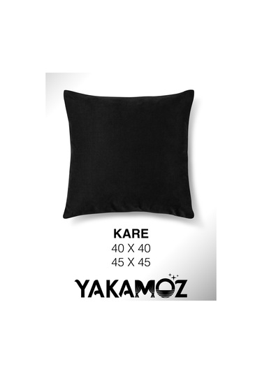 Br Yakamoz Siyah Kırlent , Yastık Kılıfı Kadife Görünümlü Velvet Touch Serisi Siyah