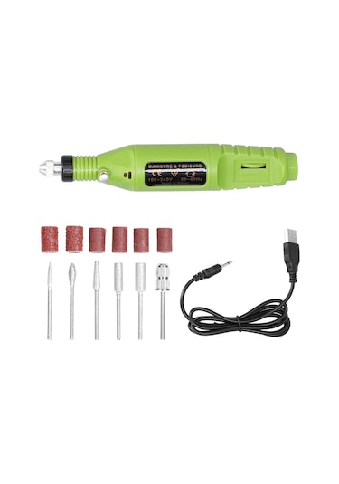 Lemestar Usb Güç Kaynaklı Mini Elektrikli Tırnak Bakım Makinesi 6 Başlık Hız Ayarlı Manik,pembe