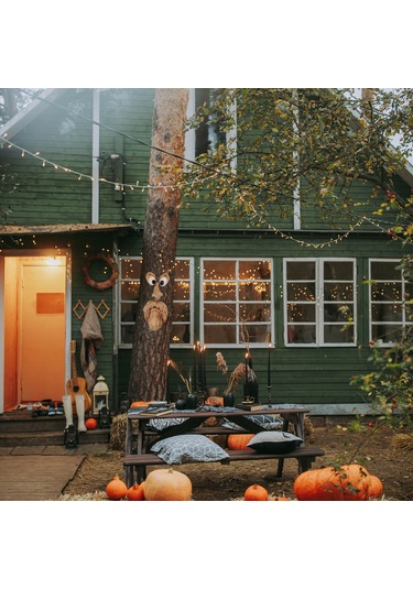 Aubyhe A Tipi Ağaç Kabuk Yüz Figürü, Bahçe Dekorasyonu, Paskalya Ve Halloween Dışarıdaki Kreatif Prop, Kolay Kurulum, Canlı Görünüm