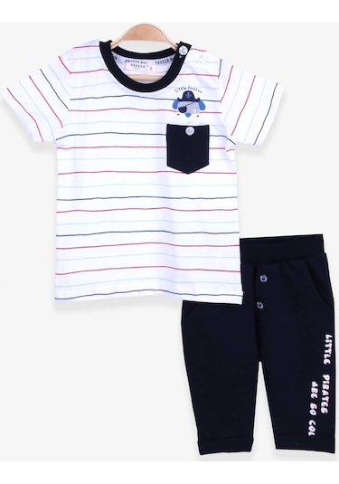 Breeze Erkek Bebek Kapri Pantolonlu Takım Ekru (6 Ay-2 Yaş)