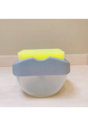 Yeni Gri Sabunluk Pompası Sünger Ile Manuel Temizleme Sıvısı Dağıtıcı Konteyner Manuel Pres Sabun Organizatör Mutfak Aracı Cocina