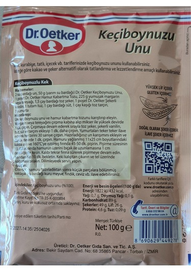 Dr.oetker Glutensiz Keçiboynuzu Unu 100 G