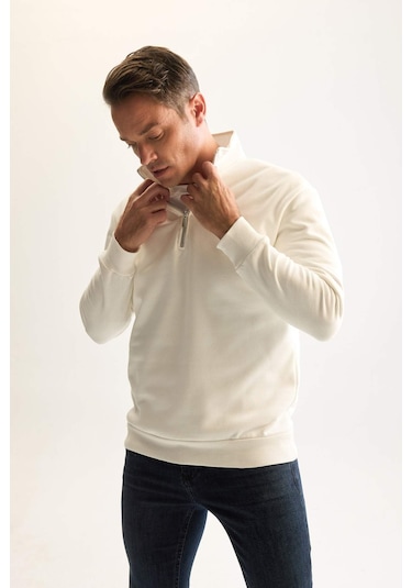 DeFacto 3 İplik Pamuklu Şardonlu İçi Polarlı Comfort Regular Fit Rahat Kalıp Dik Yaka Fermuarlı Kalın Sweatshirt D9067AXNSWT32 DeFacto 3 İplik Pamuklu Şardonlu İçi Polarlı Comfort Regular Fit Rahat Kalıp Dik Yaka Fermuarlı Kalın Sweatshirt D9067AXNSWT32
