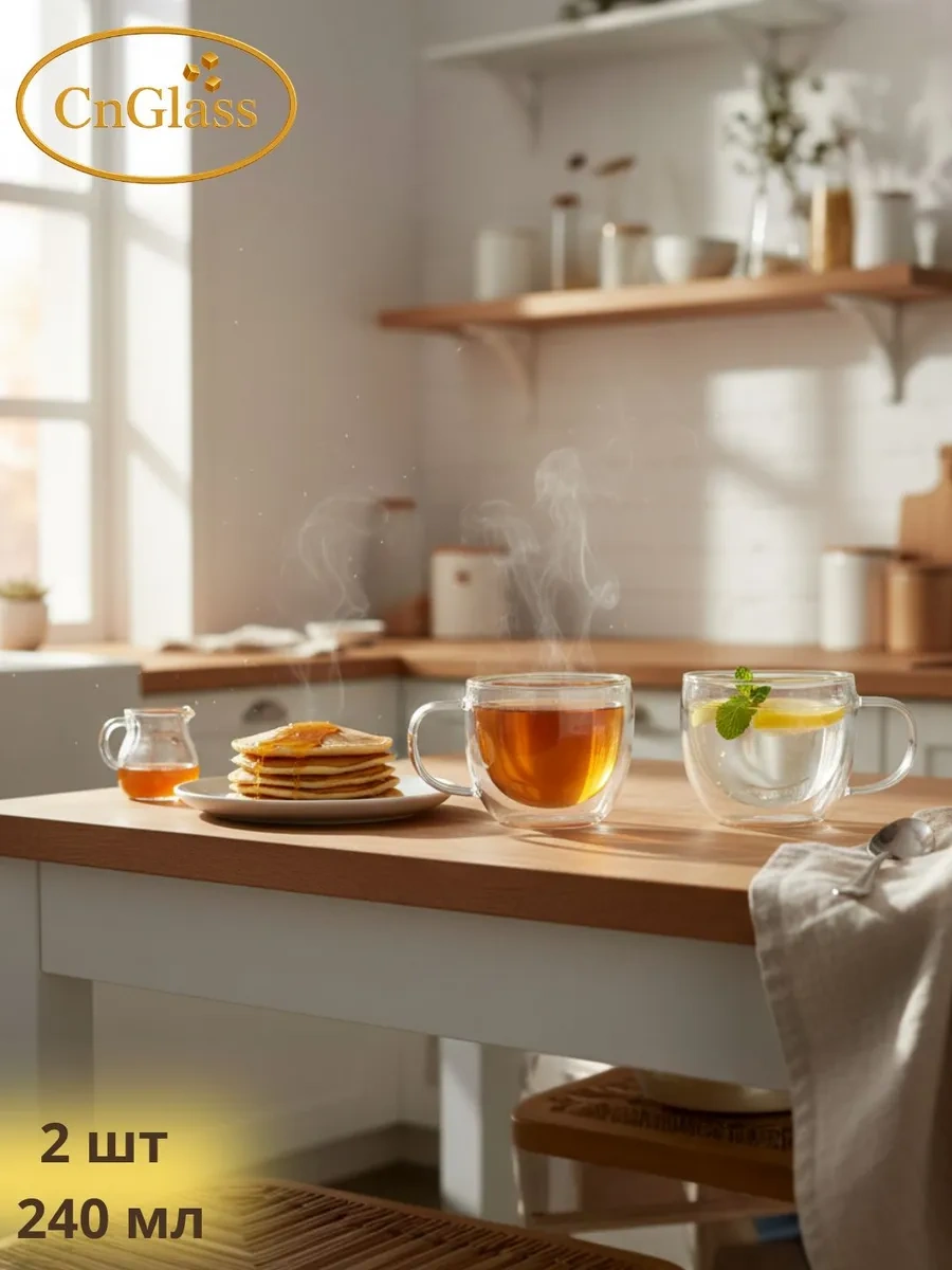 Cnglass Cappuccino Ve Çay İçin 2 Parça 240 Ml Fincan Seti 25948703 Beyaz