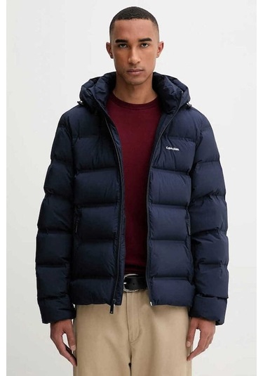 Erkek Regular Fit Kapüşonlu Kapitoneli Şişme Mont - Lacivert Dark Sapphire