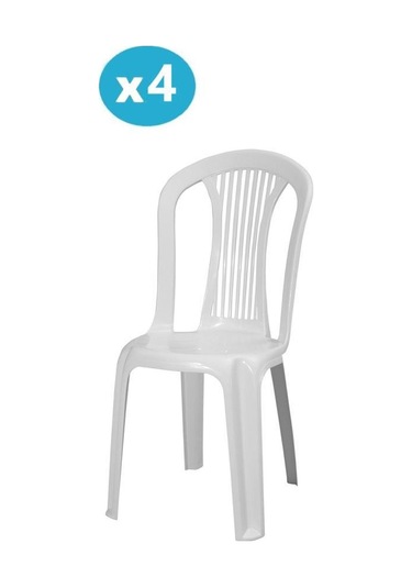 Omnipazar Mt-gf187 Agosto Plastik Bahçe Balkon Sandalye 4'lü Set Beyaz