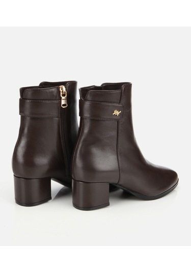 Hotiç Kadın Deri Kahverengi Toka Detaylı Bilekte Topuklu Bot 01boh313370a480 01boh313370a480 Kahverengi