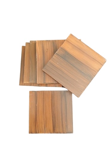 El Yapımı Eskitme Ahşap 6'lı Bardak Altlığı Seti Kahverengi