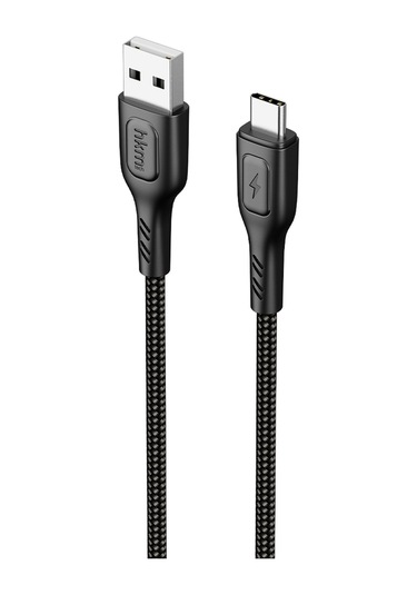 Knit 2A Çıkış Usb-A To Type-C Şarj Ve Data Aktarım Kablosu Örgü Tasarım 1 Metre Siyah