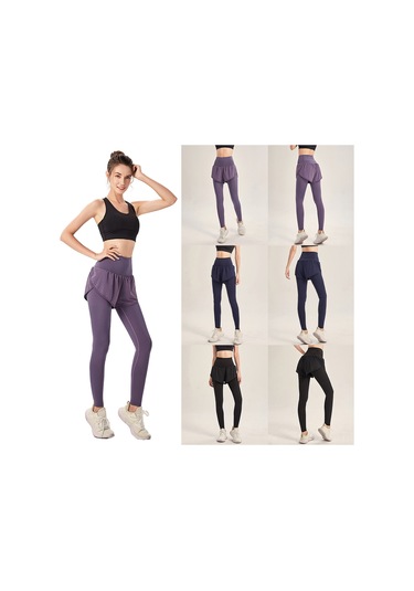 Skycity 2 Si 1 Arada Esnek Spor Tayt: Yoga, Spor Salonu Ve Dış Mekan İçin Rahatlık Mor