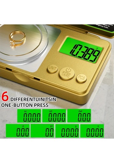 Willowhaven Fodwet 50g 0.001g Hassas Terazi 7 Birim Tartım Tepsi Tırnakçı Altın Sarı Taşınabilir Altın