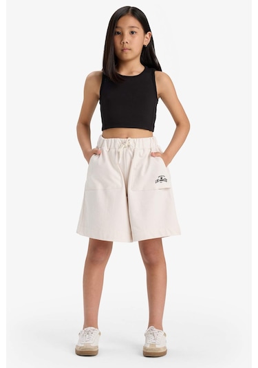 Defacto Kız Çocuk Beli Lastikli Basic Düz Şort B0847a825hser85 Ekru