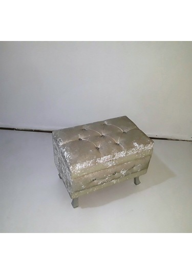 Ankara Mobilya Kapitone Kadife Çeyiz Sandığı 2'li Krem