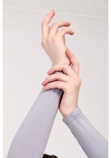 Likralı Kaymayan Kurtarıcı 1 Çift Tesettür Kolluk Gri