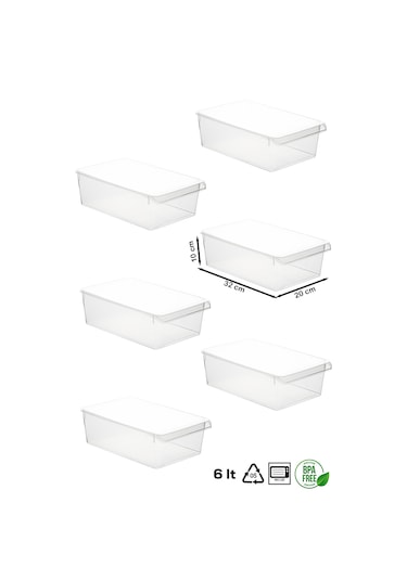 Porsima 3184 6 Adet Kapaklı Dolap Ve Buzdolabı İçi Düzenleyici 6l ŞEFFAF