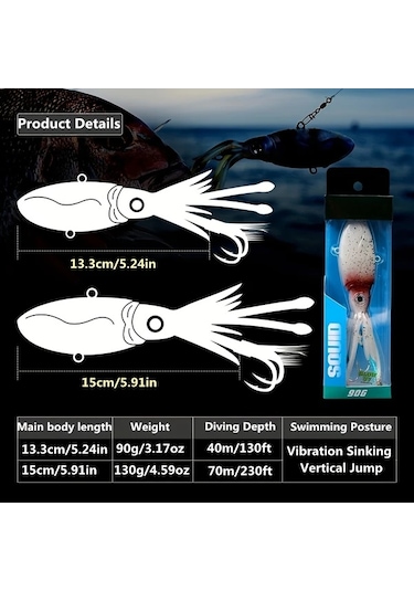 Fochsia Lurego 130g Ağır Yapay Işıklı Ahtapot Yemleri 2 Adet Büyük Sualtı Balıkçılık Yemi