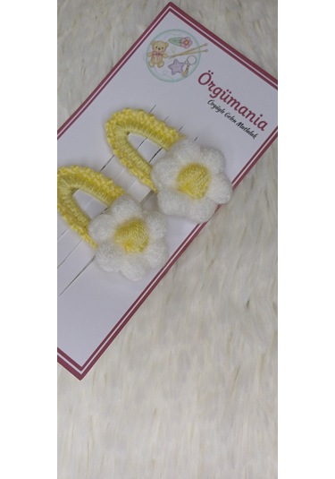 Amigurumi Toka - Çıtçıtlı El Örgüsü Toka 1 Çift Açık Sarı