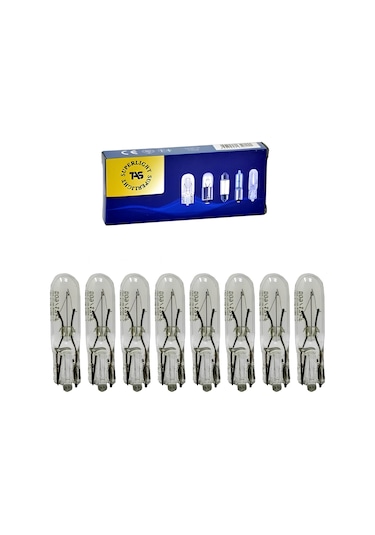 Tas 12 V 1.2 W 10 Adet Halojen Dipsiz T5 Ampul  Açık Sarı