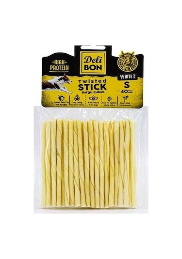 Delibon Deri Burgu Çubuk İnce Beyaz Orta Irk Köpek Ödülü 40'lı