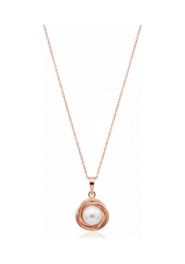 Olympia 6 Mm İnci Kolye Rose Gold - Gümüş