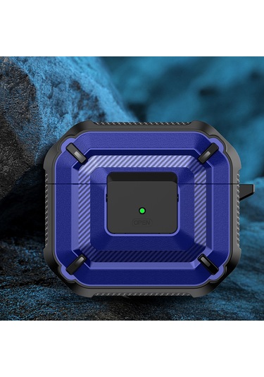 Airpods Uyumlu 3 İçin Switch & Hook İle Elmas Doku Kulaklık Koruyucu Kılıf Kraliyet Mavisi + Siyah Mavi