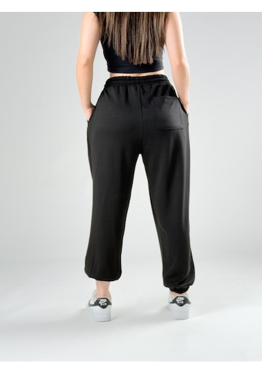 Cocopelli Pileli Siyah Kadın Jogger Pantolon Coc2849 Siyah
