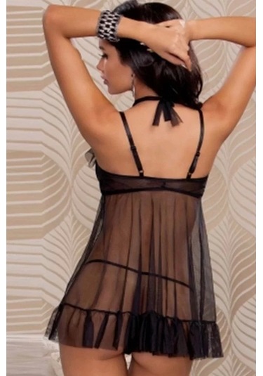 Siyah Transparan Gecelik Tm8060 Siyah